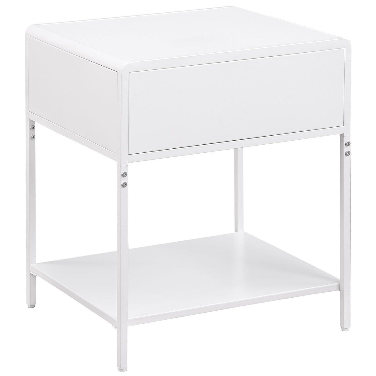 Amherst 1-drawer Radio Weave Rattan Metal Side Table White