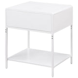 Amherst 1-drawer Radio Weave Rattan Metal Side Table White