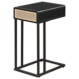 Amherst Black 1-Drawer Radio Weave Cane Metal Side Table by Coaster at Eve Furniture