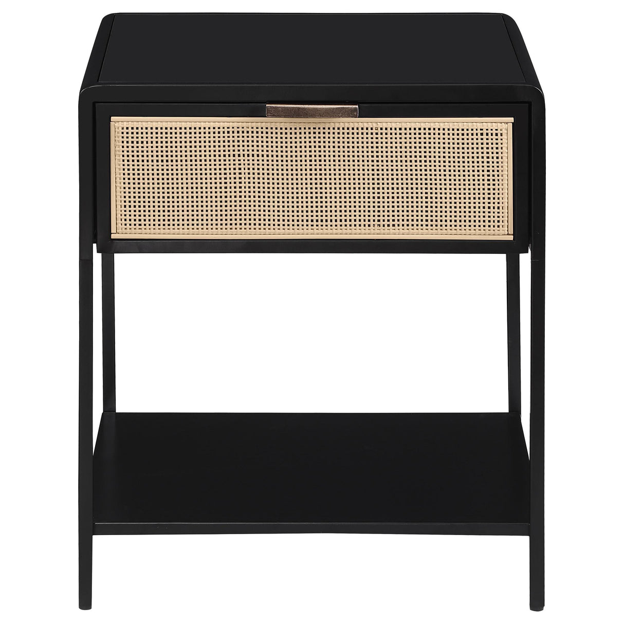 Amherst Black 1-drawer Radio Weave Rattan Metal Side Table by Coaster at Eve Furniture