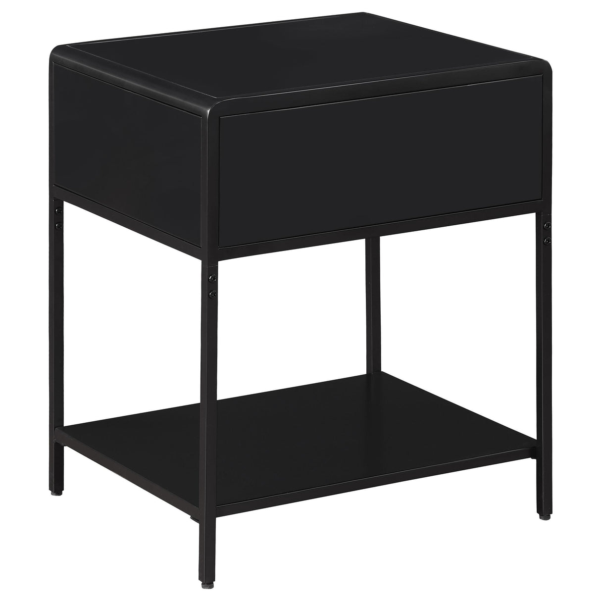 Amherst Black 1-drawer Radio Weave Rattan Metal Side Table by Coaster at Eve Furniture