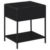 Amherst Black 1-drawer Radio Weave Rattan Metal Side Table by Coaster at Eve Furniture