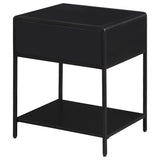 Amherst Black 1-drawer Radio Weave Rattan Metal Side Table by Coaster at Eve Furniture