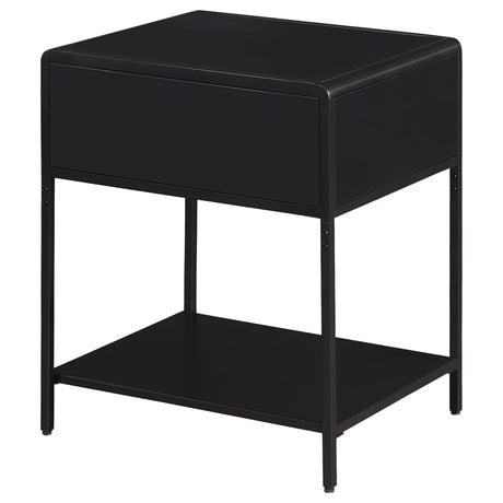Amherst Black 1-drawer Radio Weave Rattan Metal Side Table by Coaster at Eve Furniture