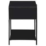 Amherst Black 1-drawer Radio Weave Rattan Metal Side Table by Coaster at Eve Furniture