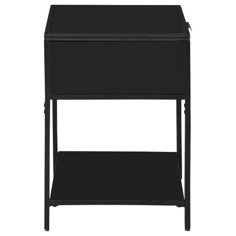 Amherst Black 1-drawer Radio Weave Rattan Metal Side Table by Coaster at Eve Furniture