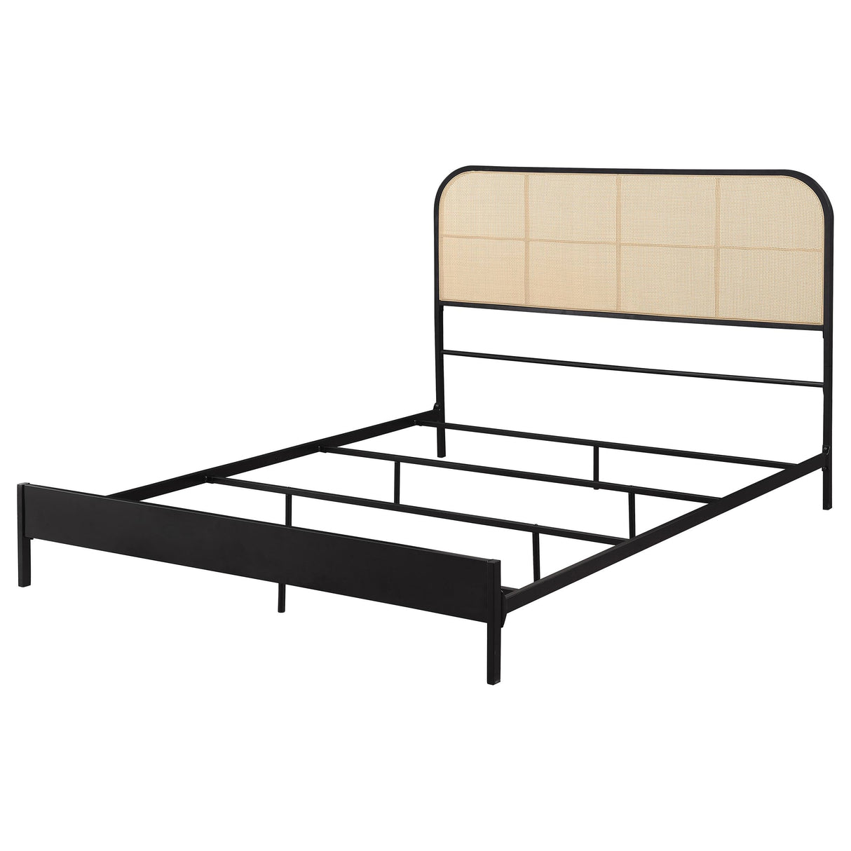 Amherst Radio Weave Rattan Metal Queen Bed Black