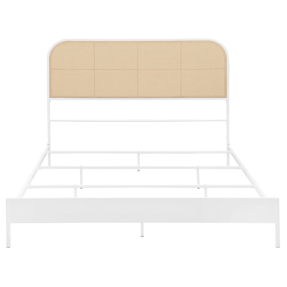 Amherst Radio Weave Rattan Metal Queen Bed White