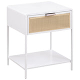 Amherst White 1-drawer Radio Weave Rattan Metal Side Table by Coaster at Eve Furniture