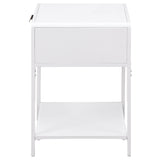 Amherst White 1-drawer Radio Weave Rattan Metal Side Table by Coaster at Eve Furniture