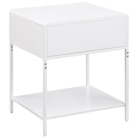 Amherst White 1-drawer Radio Weave Rattan Metal Side Table by Coaster at Eve Furniture