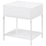 Amherst White 1-drawer Radio Weave Rattan Metal Side Table by Coaster at Eve Furniture