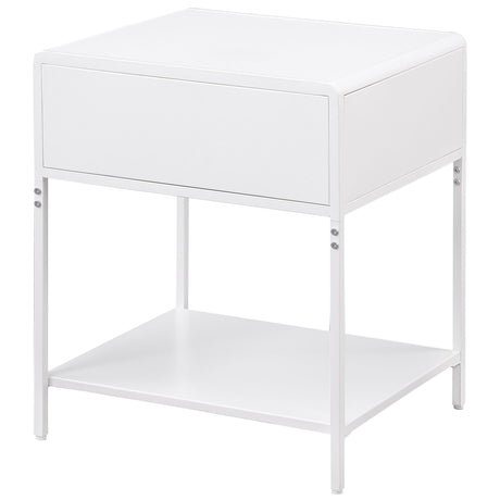 Amherst White 1-drawer Radio Weave Rattan Metal Side Table by Coaster at Eve Furniture