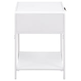 Amherst White 1-drawer Radio Weave Rattan Metal Side Table by Coaster at Eve Furniture