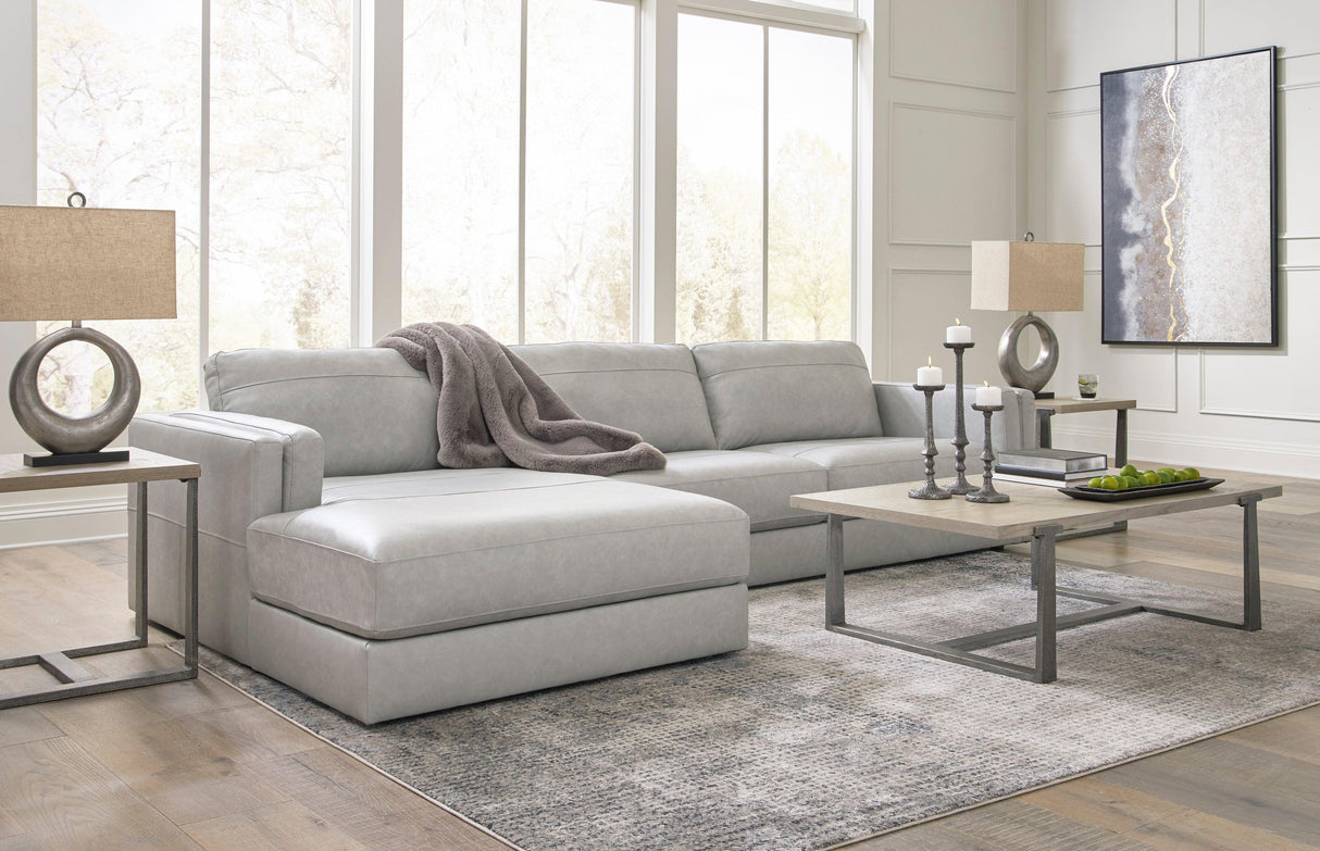 Amiata Glacier Leather 2-Piece Left Arm Facing (Left Arm Facing (LAF)) Chaise Sectional by Ashley at Eve Furniture