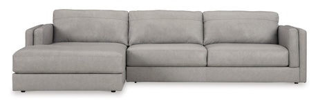 Amiata Glacier Leather 2-Piece Left Arm Facing (Left Arm Facing (LAF)) Chaise Sectional by Ashley at Eve Furniture