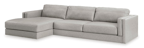 Amiata Glacier Leather 2-Piece Left Arm Facing (Left Arm Facing (LAF)) Chaise Sectional by Ashley at Eve Furniture