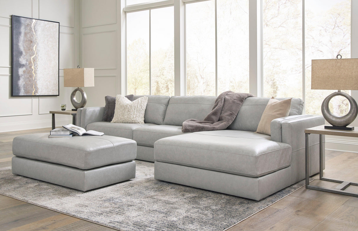 Amiata Glacier Leather 2-Piece Right Arm Facing (RAF) Chaise Sectional by Ashley at Eve Furniture