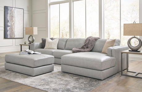 Amiata Glacier Leather 2-Piece Right Arm Facing (RAF) Chaise Sectional by Ashley at Eve Furniture