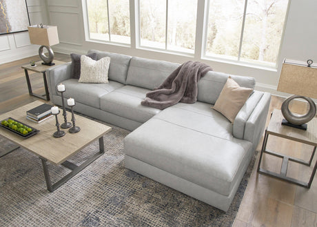 Amiata Glacier Leather 2-Piece Right Arm Facing (RAF) Chaise Sectional by Ashley at Eve Furniture