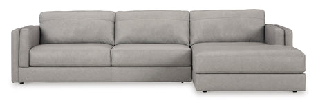Amiata Glacier Leather 2-Piece Right Arm Facing (RAF) Chaise Sectional by Ashley at Eve Furniture