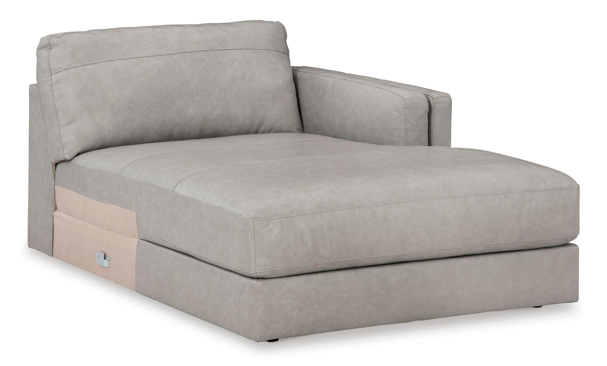 Amiata Glacier Leather 2-Piece Right Arm Facing (RAF) Chaise Sectional by Ashley at Eve Furniture