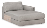 Amiata Glacier Leather 2-Piece Right Arm Facing (RAF) Chaise Sectional by Ashley at Eve Furniture