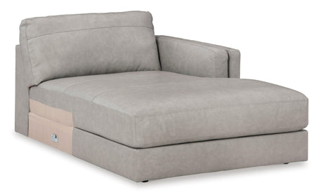 Amiata Glacier Leather 2-Piece Right Arm Facing (RAF) Chaise Sectional by Ashley at Eve Furniture