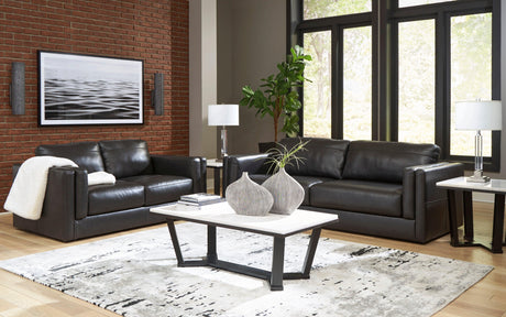 Amiata Onyx Leather Living Room Set by Ashley at Eve Furniture