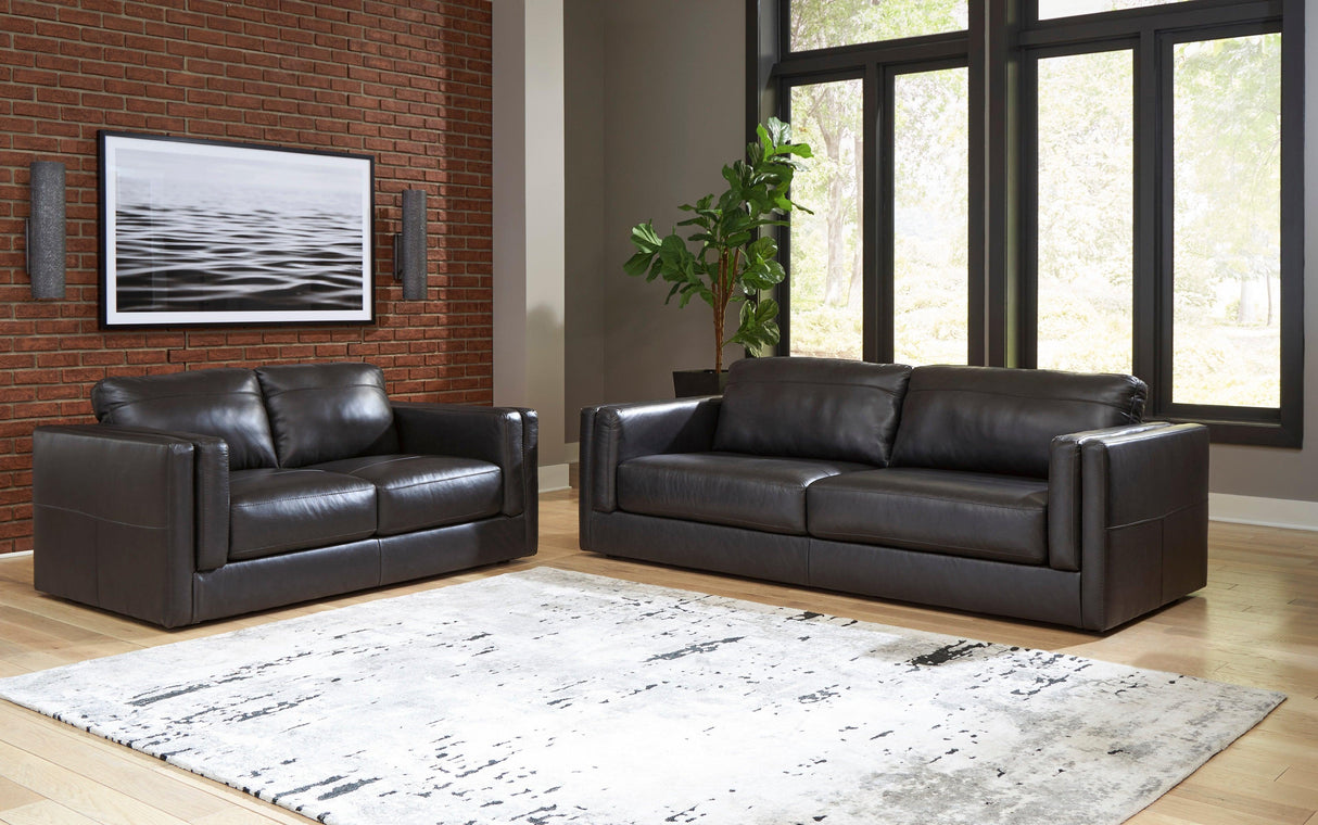 Amiata Onyx Leather Living Room Set by Ashley at Eve Furniture