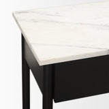 Amika White Marble Top Black Metal Base Console Table by Mercana at Eve Furniture