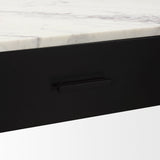 Amika White Marble Top Black Metal Base Console Table by Mercana at Eve Furniture