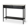 Amika White Marble Top Black Metal Base Console Table by Mercana at Eve Furniture
