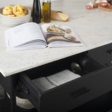 Amika White Marble Top Black Metal Base Kitchen Island by Mercana at Eve Furniture