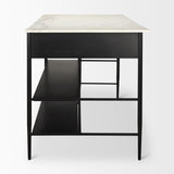 Amika White Marble Top Black Metal Base Kitchen Island by Mercana at Eve Furniture