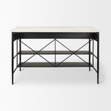Amika White Marble Top Black Metal Base Kitchen Island by Mercana at Eve Furniture