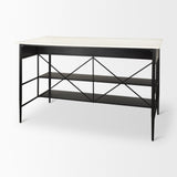 Amika White Marble Top Black Metal Base Kitchen Island by Mercana at Eve Furniture