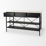 Amika White Marble Top Black Metal Base Kitchen Island by Mercana at Eve Furniture