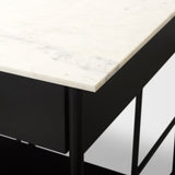Amika White Marble Top Black Metal Base Kitchen Island by Mercana at Eve Furniture