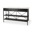 Amika White Marble Top Black Metal Base Kitchen Island by Mercana at Eve Furniture