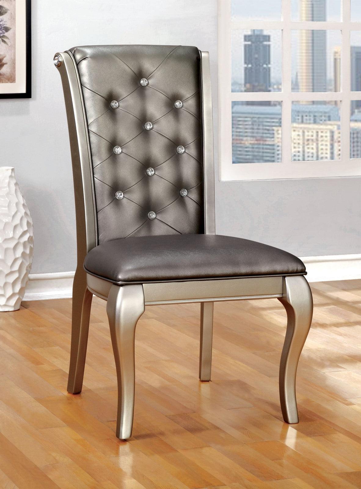 Amina Champagne Side Chair, Set of 2 by Furniture of America at Eve Furniture