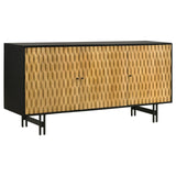 Aminah Natural/Black 3-Door Wooden Accent Cabinet