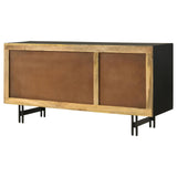 Aminah Natural/Black 3-Door Wooden Accent Cabinet