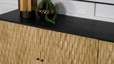 Aminah Natural/Black 3-Door Wooden Accent Cabinet