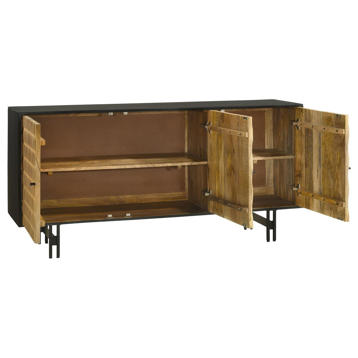 Aminah Natural/Black 3-Door Wooden Accent Cabinet