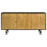 Aminah Natural/Black 3-Door Wooden Accent Cabinet