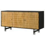 Aminah Natural/Black 3-Door Wooden Accent Cabinet