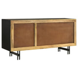 Aminah Natural/Black 3-Door Wooden Accent Cabinet