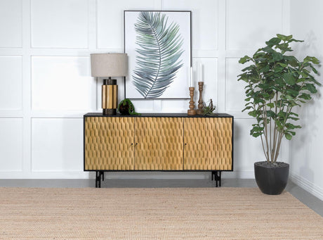 Aminah Natural and Black 3-Door Wooden Accent Cabinet by Coaster at Eve Furniture