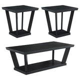 Aminta 3-Piece Occasional Set with Open Shelves Black